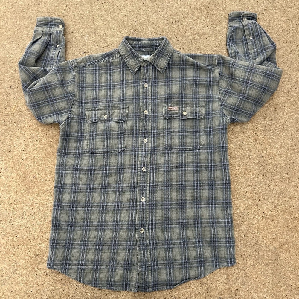 Vintage Carhartt Shirt Men Medium Heavyweight Flannel Plaid Workwear  Green